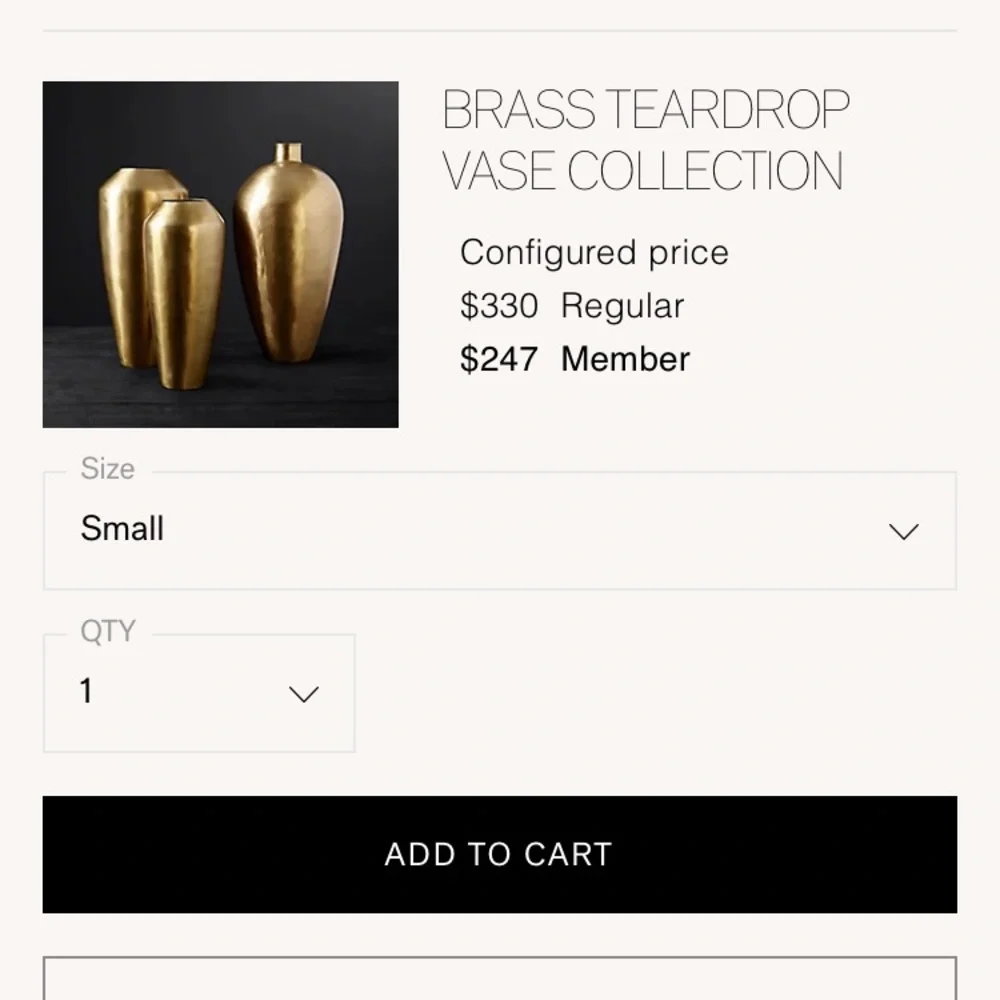 Restoration Hardware Brass Teardrop Vases